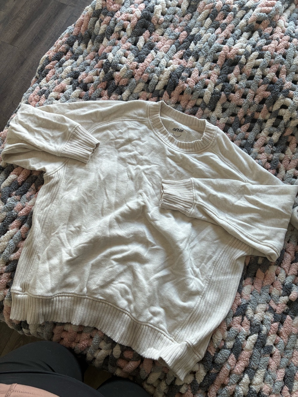 aerie Cream Oversized Pullover Sweatshirt